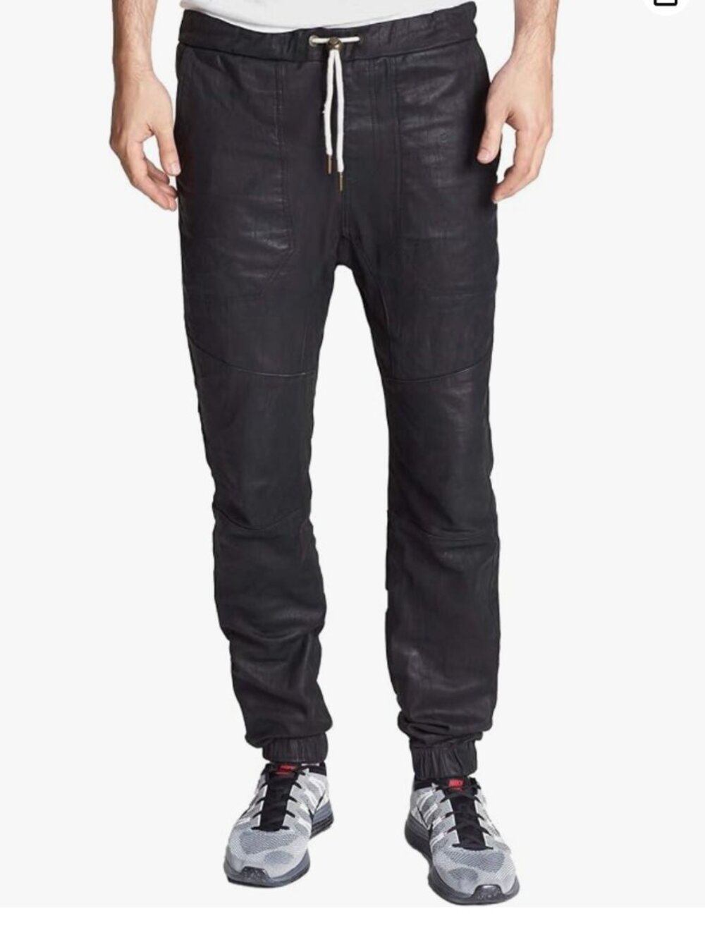 NWT Zanerobe Jogger Pants Mens 30 Black Real Leather Sureshot drawstring,